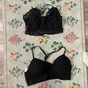 Bundle of 2 Victoria’s Secret pink large lacy bralettes lightly lined
